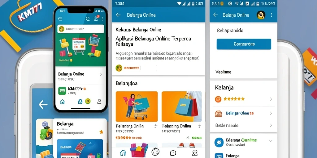 Tampilan antarmuka aplikasi KM777 untuk Belanja Online.